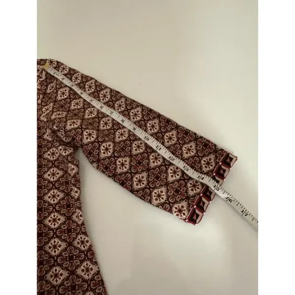 Women M Max Edition Floral Geometrical Symmetrical knit/cotton top blouse marron - Picture 6 of 8